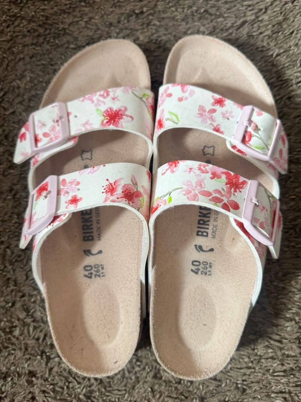 Birkenstock Pink Floral Sandals - Picture 1 of 3
